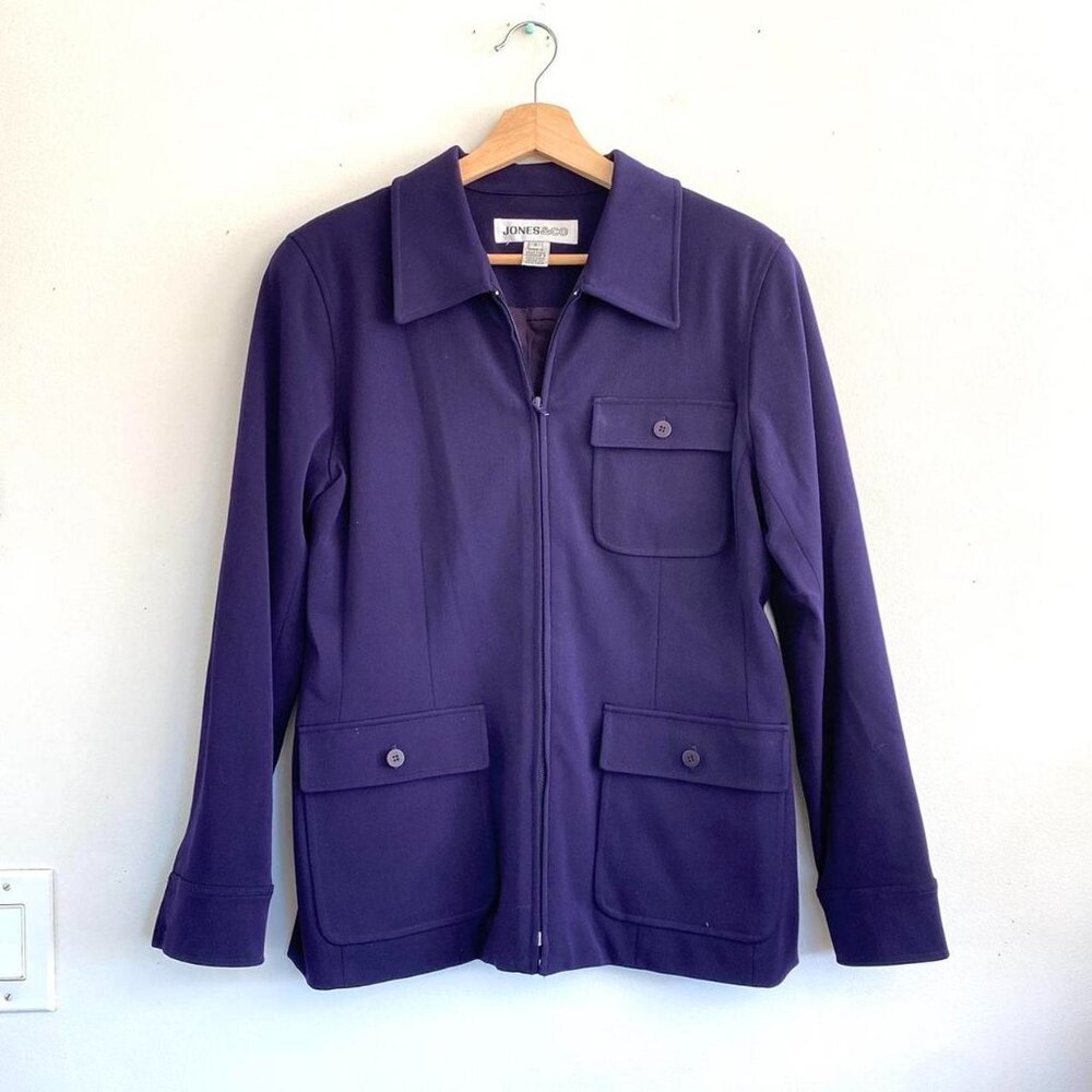 JONES & CO. PURPLE STRUCTURED JACKET SHACKET ZIP UP WOMENS SIZE 6